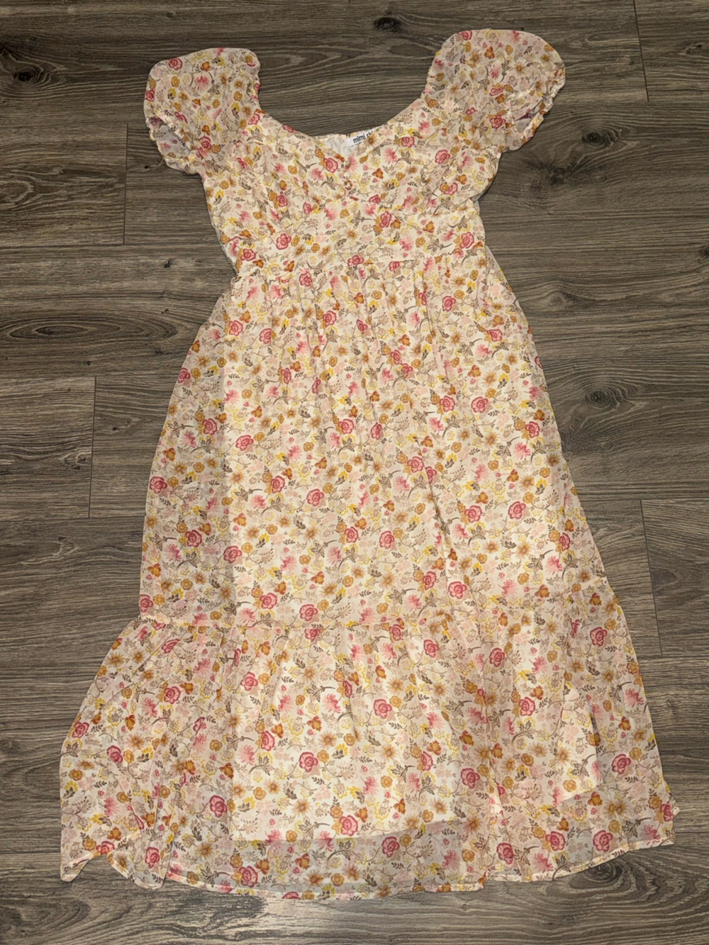 Mimi Chica Cream Maxi Dress with Pink & Yellow Floral Print